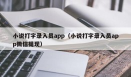 小说打字录入员app（小说打字录入员app微信提现）